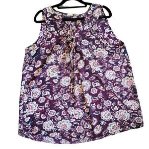 EUC Pleione Burgundy Floral design tank top